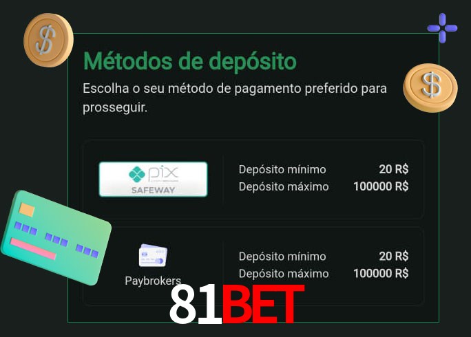 O cassino 81Bet oferece uma grande variedade de métodos de pagamento